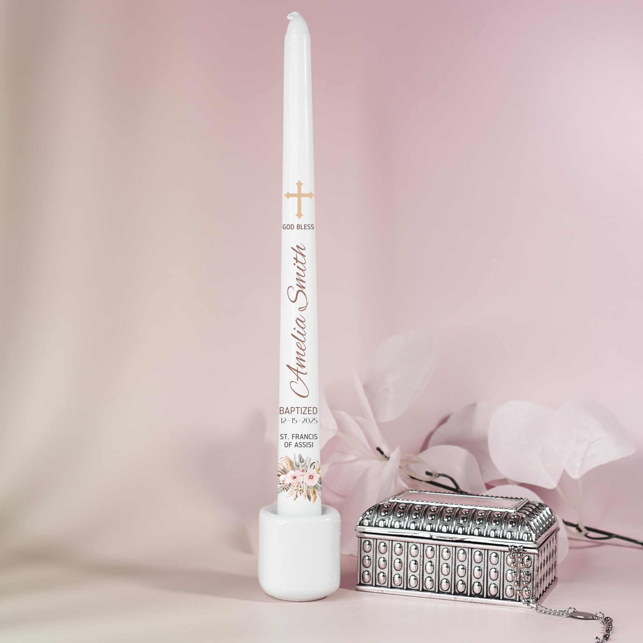 Taper candle for christening ceremony no holders