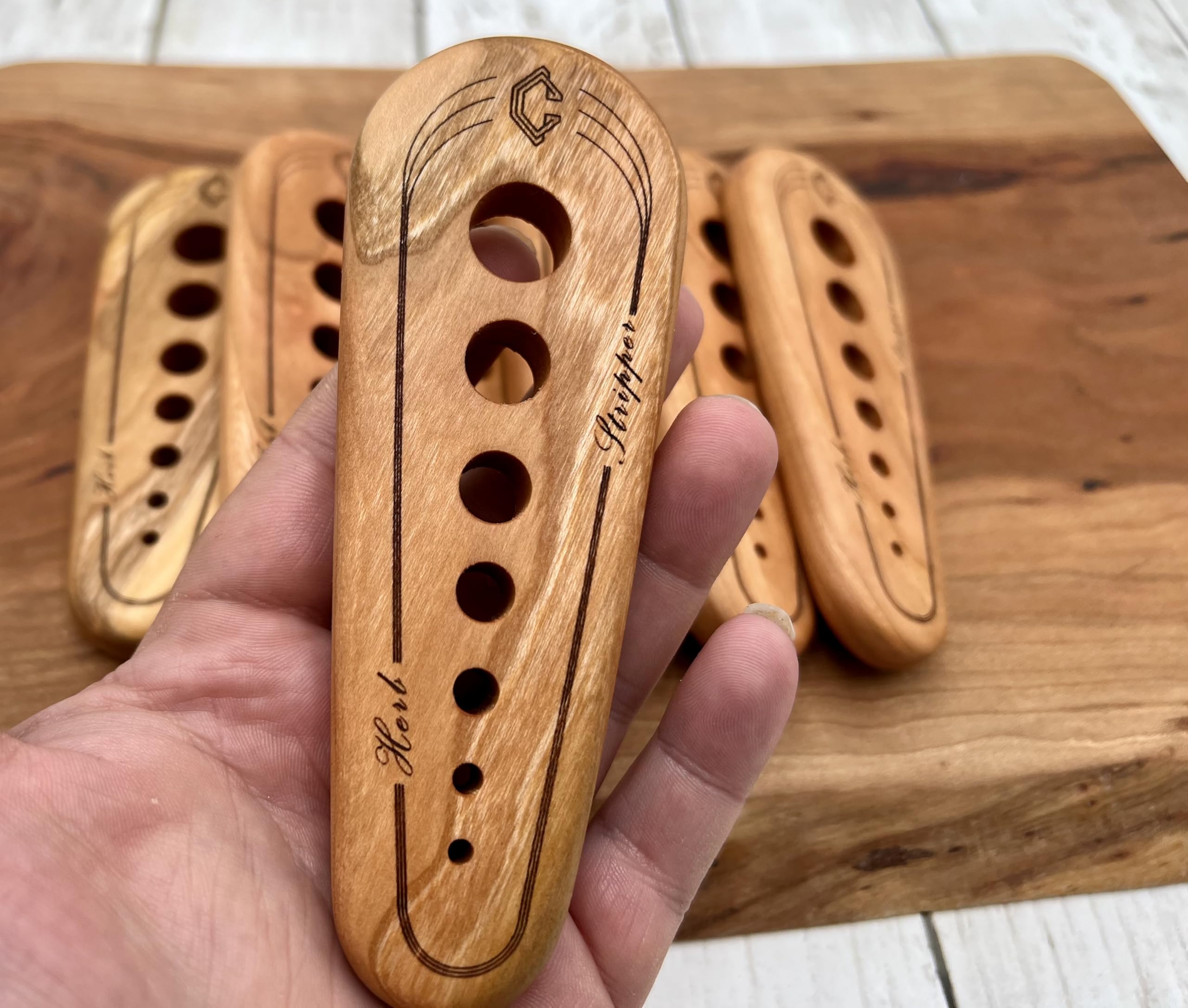 Locally harvested cherry wood sustainable herb stripper