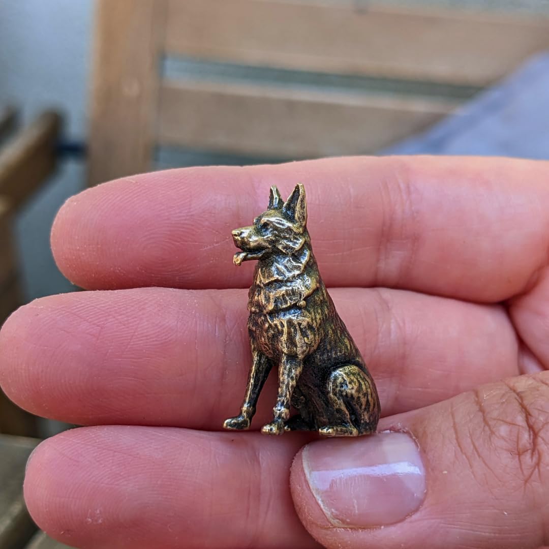 German Shepherd figurine detailed brass statue