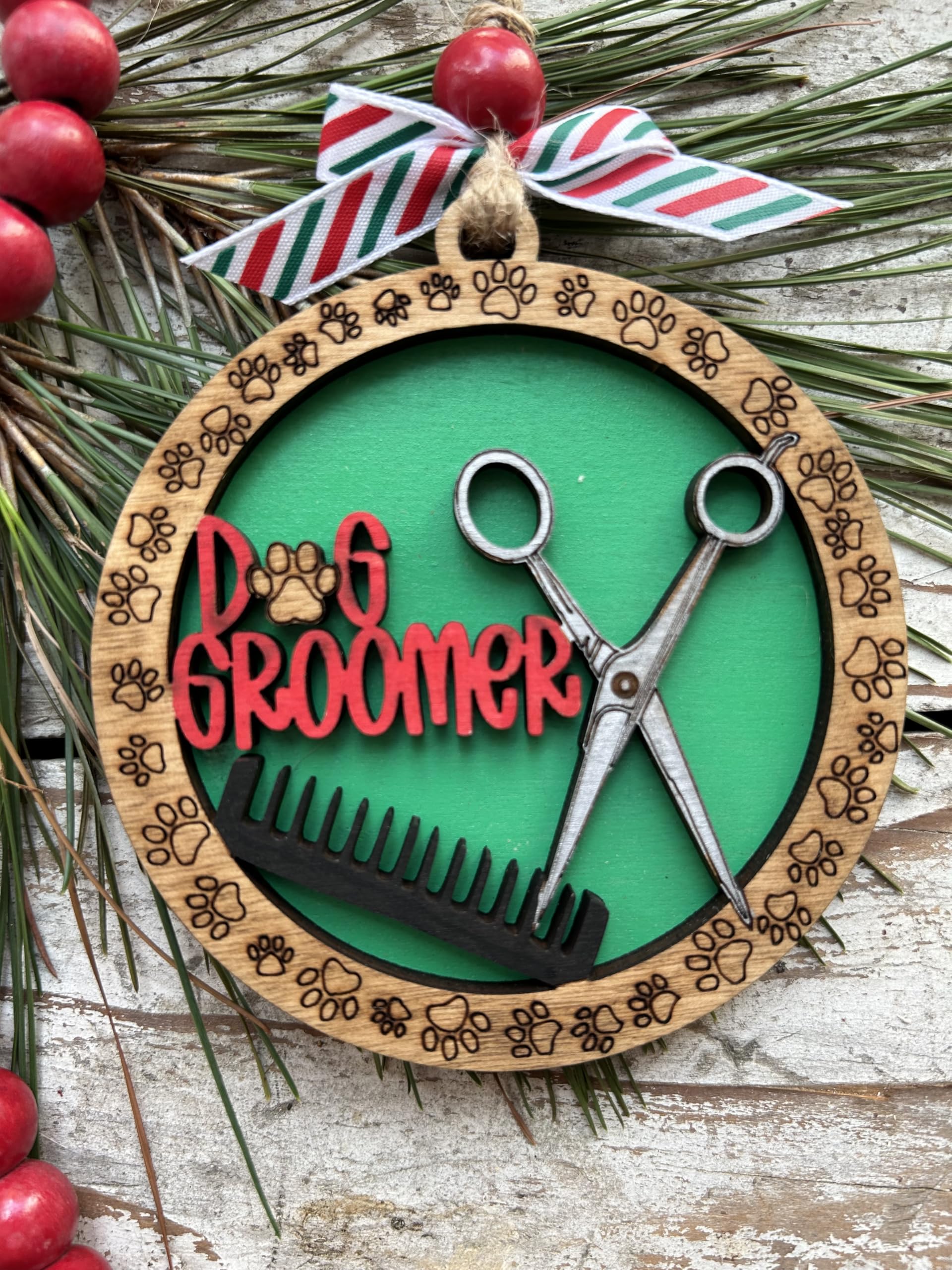 USA husband wife team ornament dog groomer