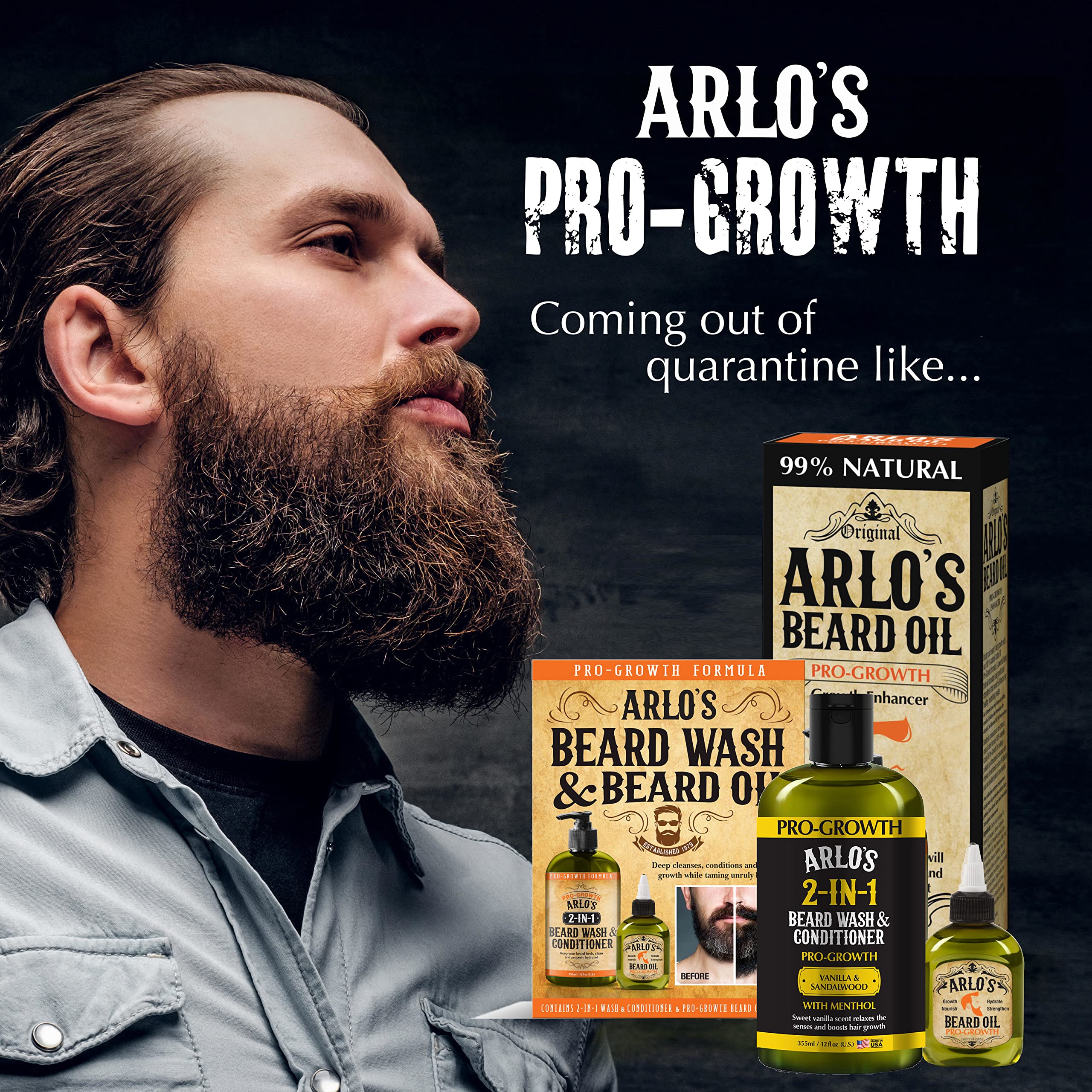 USA made beard wash and conditioner packaging