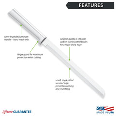 USA made Rada bread knife with silver handle