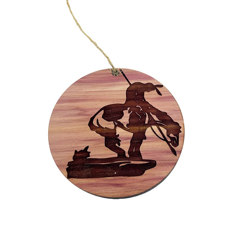 USA made cedar ornament End of Trail design