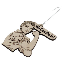 Gift-ready ornament for exchange party featuring Rosie The Riveter