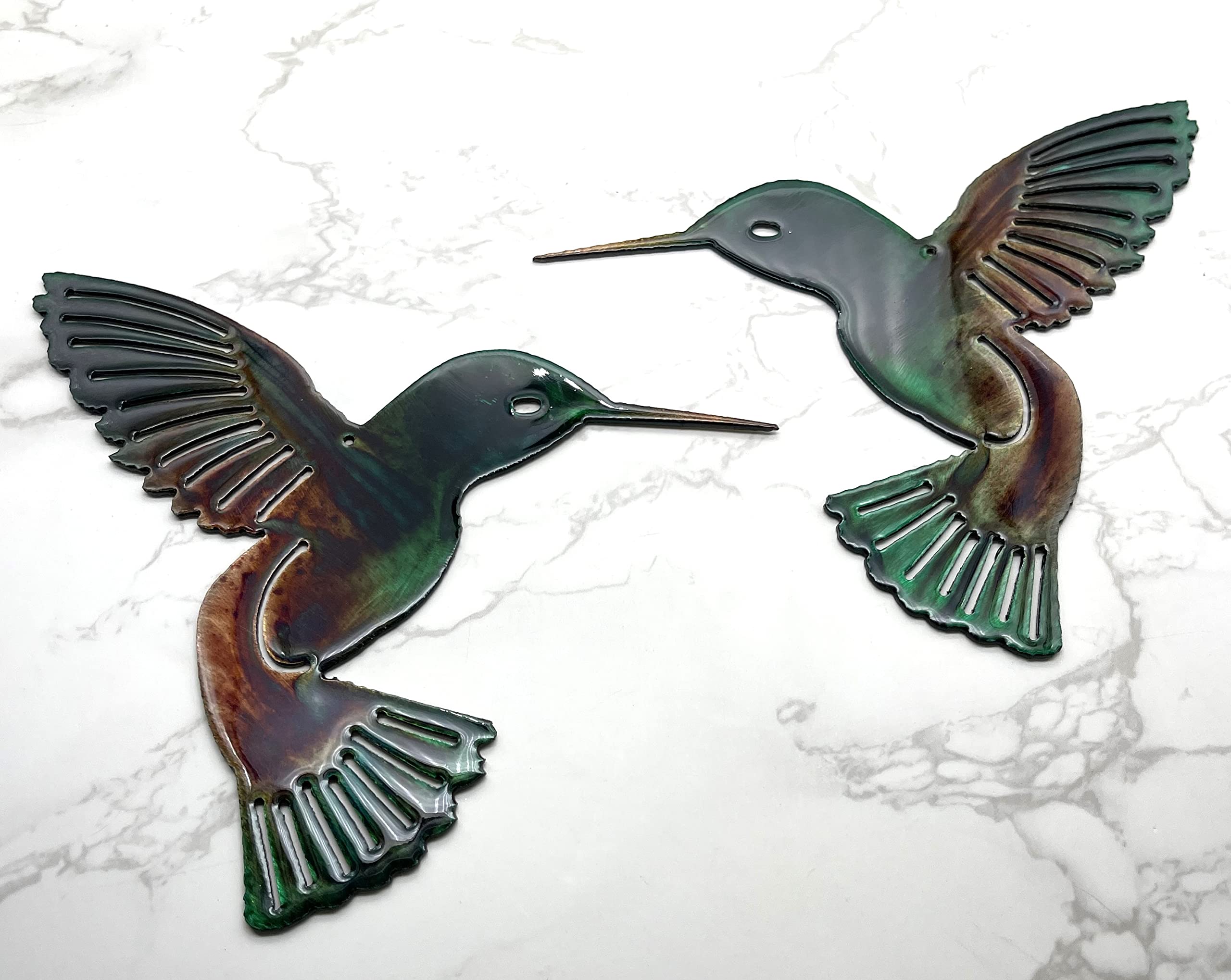 USA crafted mid gauge sheet metal hummingbird decor 6x6