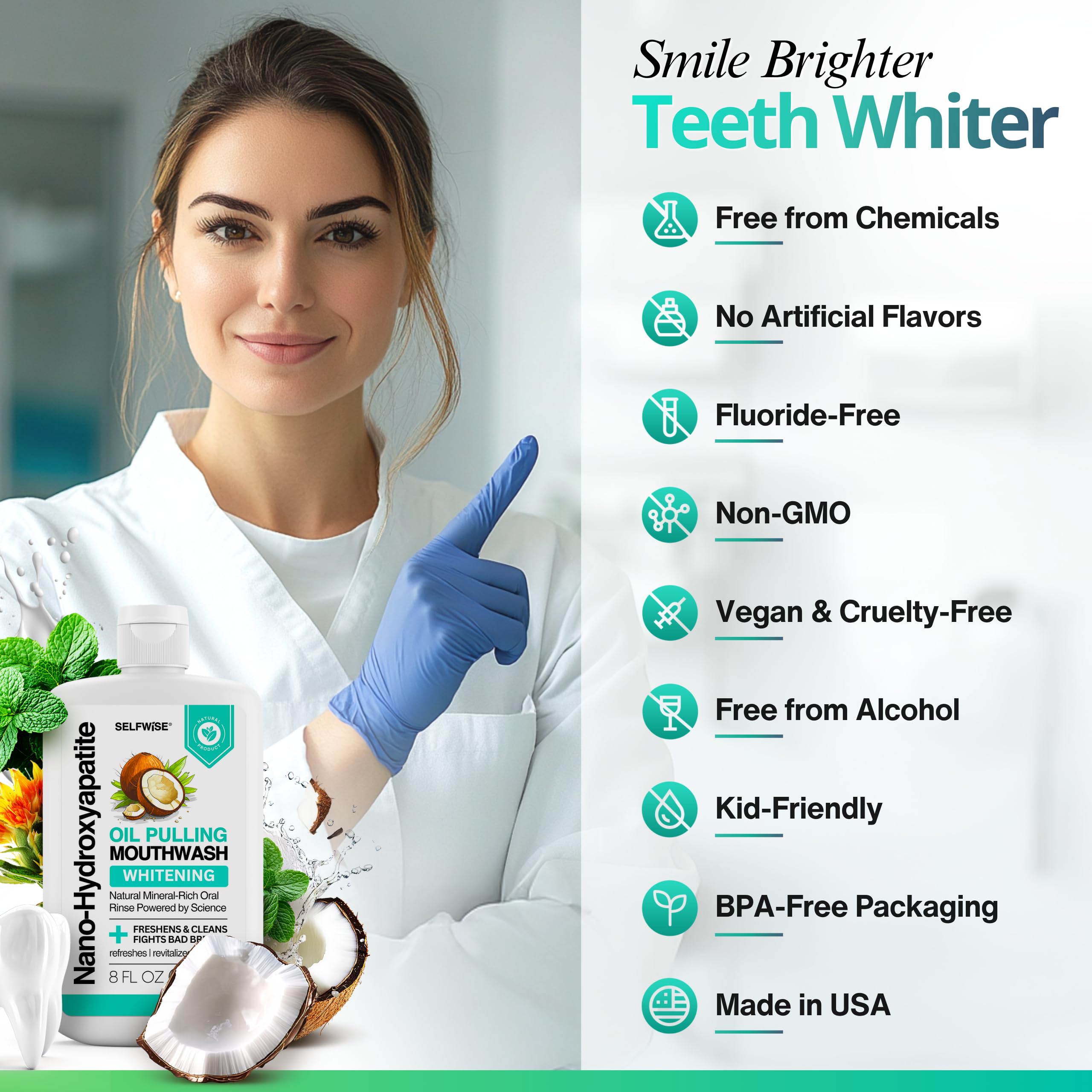 USA made nano-hydroxyapatite mouthwash packaging