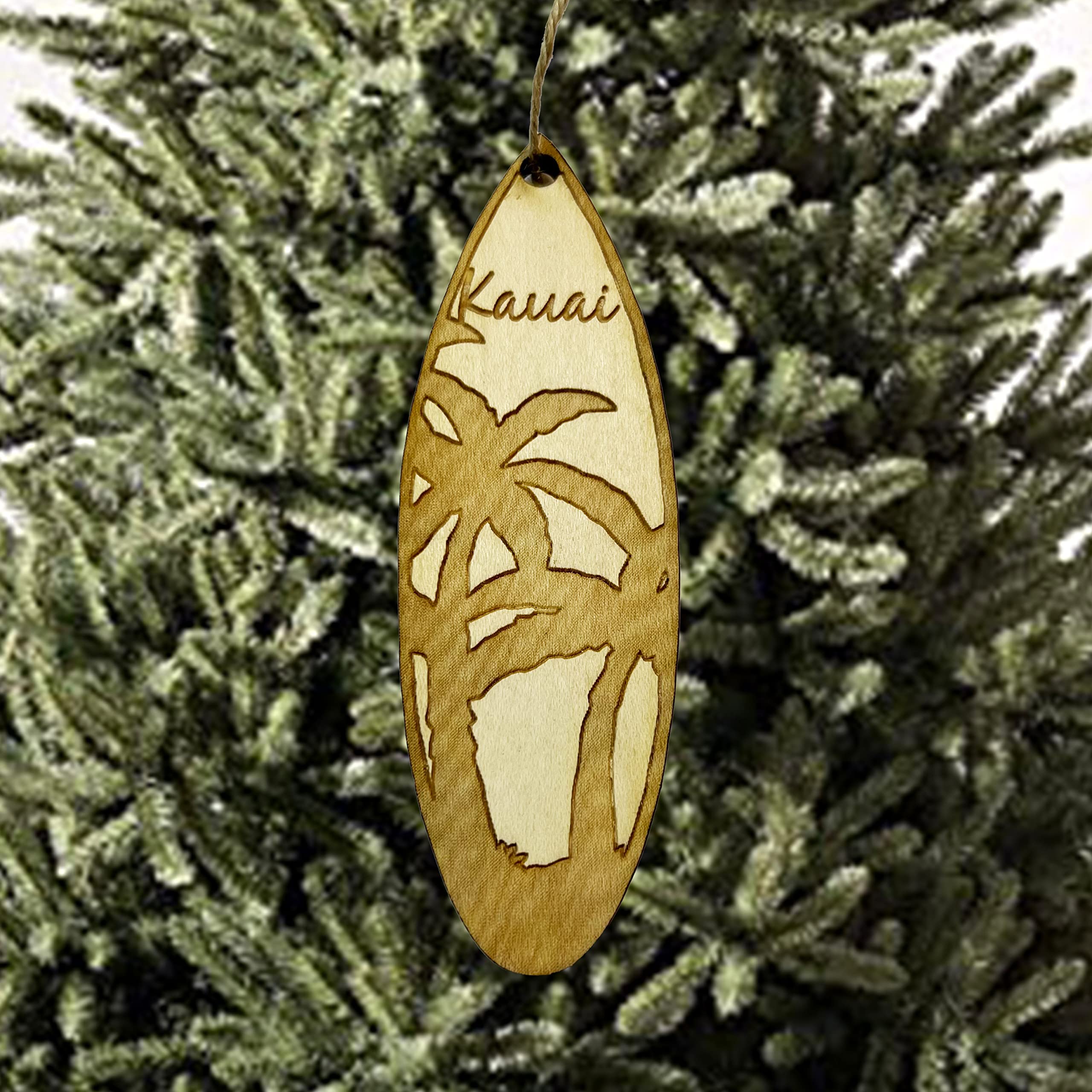 USA made Kauai Palm Tree Surfboard ornament