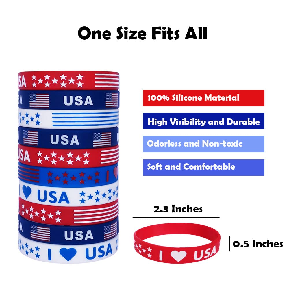 USA patriotic wristbands 40 pieces packaging