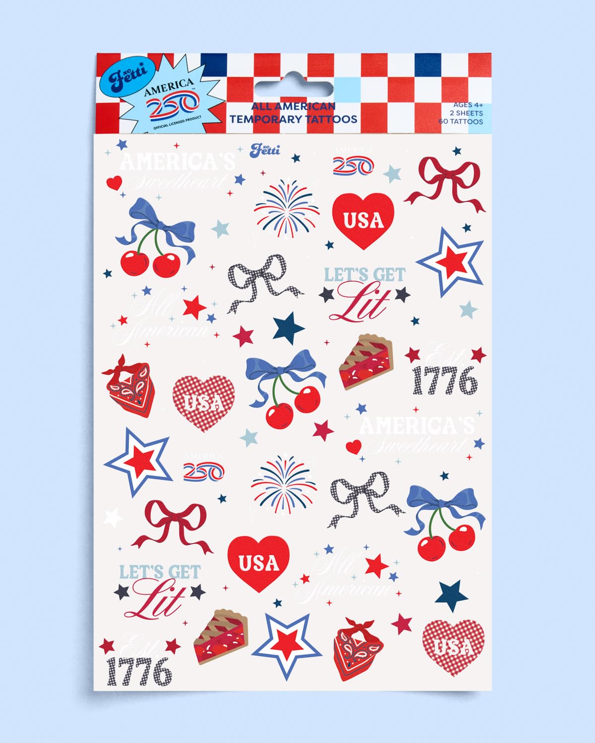 USA themed metallic shine tattoos for celebrations