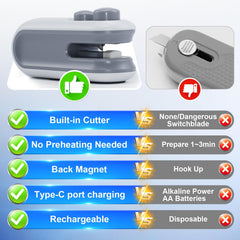 Compact portable 2in1 sealer cutter in hand