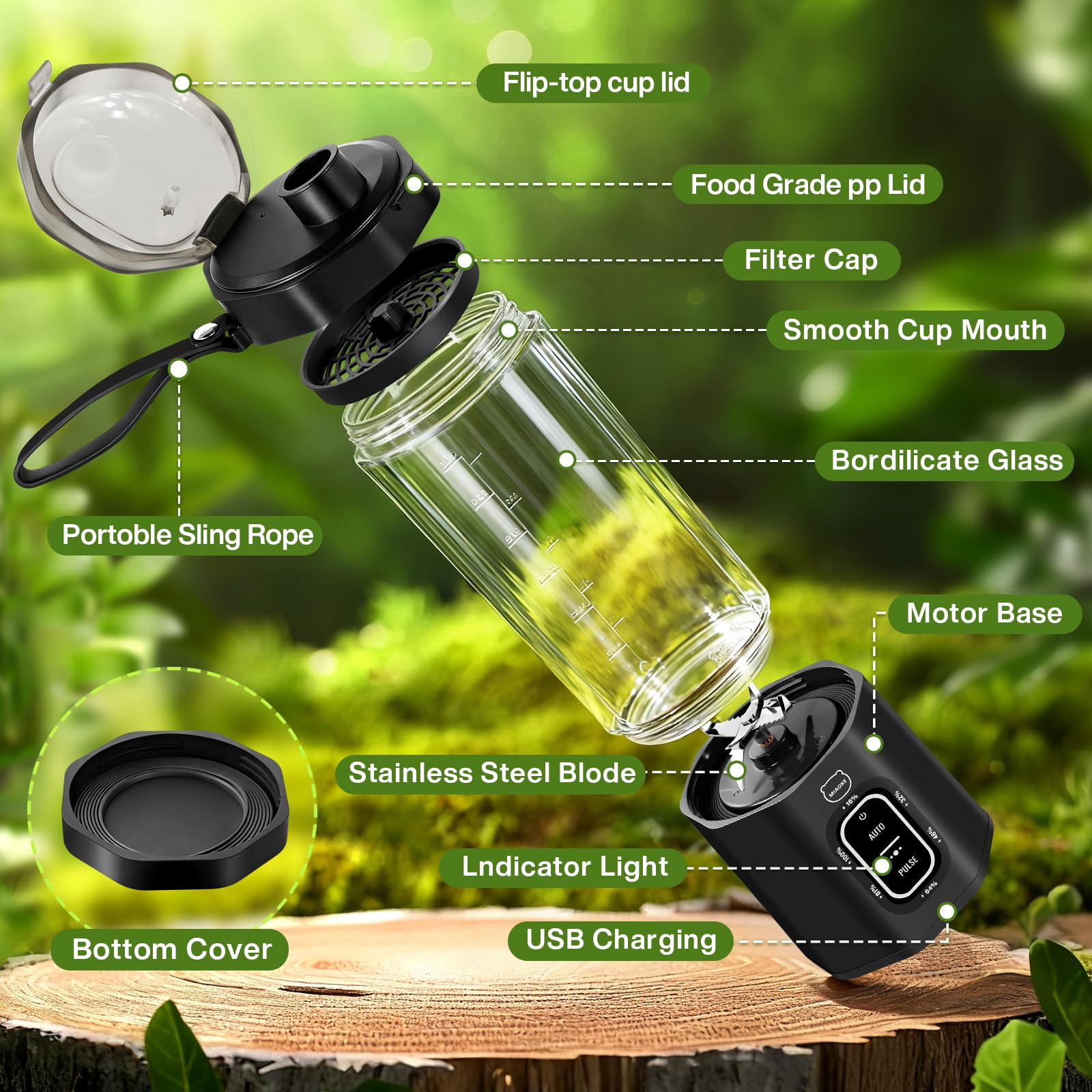 Cup lid and base disassemble for easy cleaning