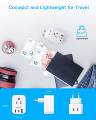 Indicator light shows power status on travel adapter