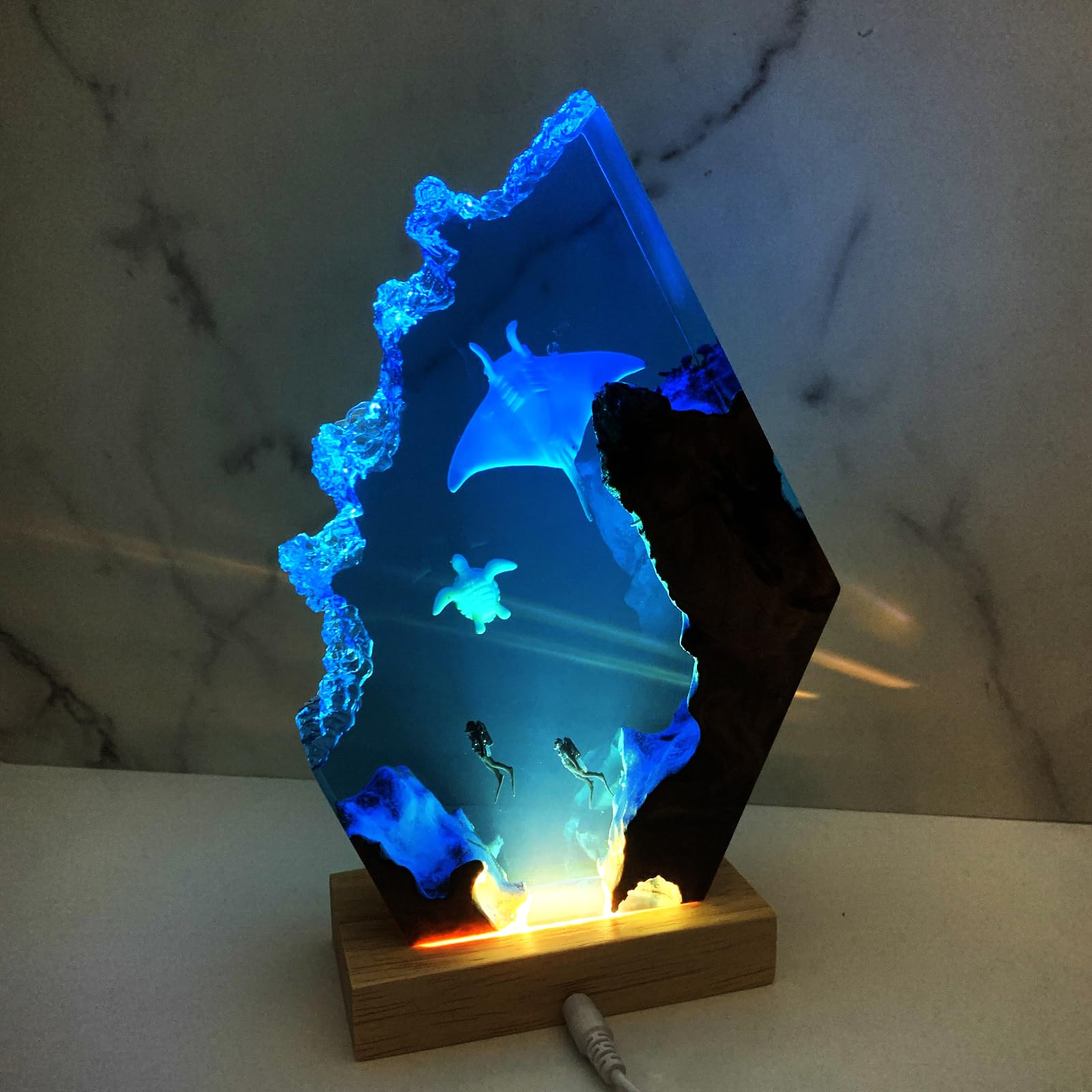 Gift ready epoxy resin night light for home decor