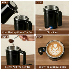 Stainless steel stirring mug with spill resistant lid and straw