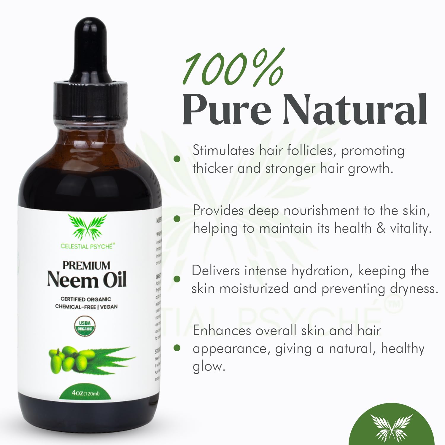 USDA Organic Neem Oil 4 Oz vegan formula