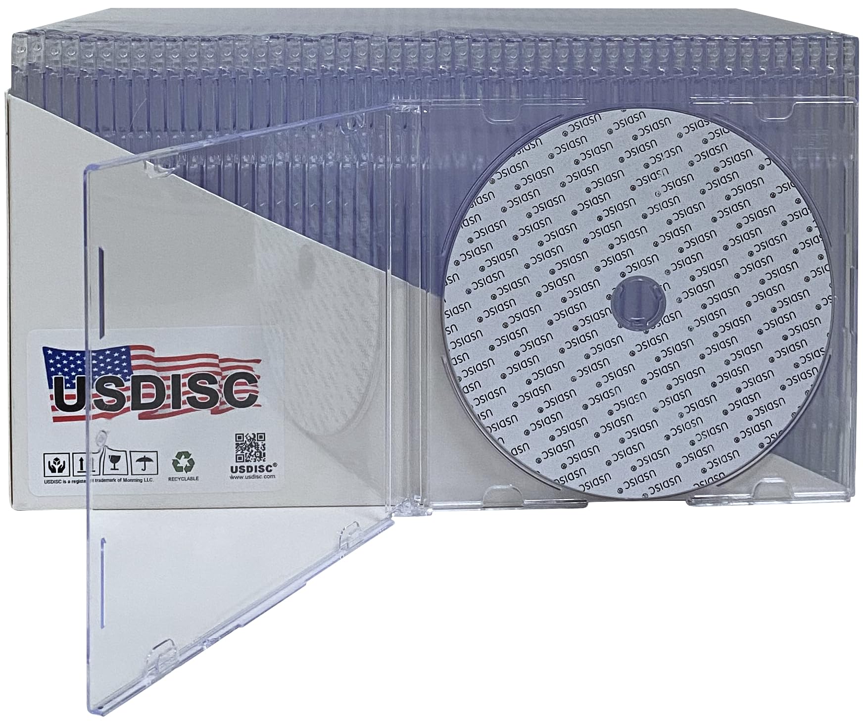 Pack of 10 USDISC slimline CD jewel cases clear packaging