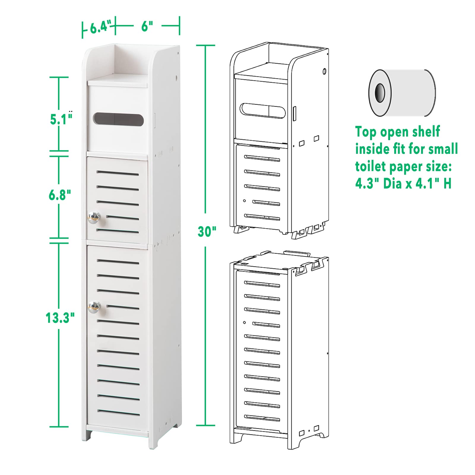 Assembled TuoxinEM over toilet cabinet showing doors