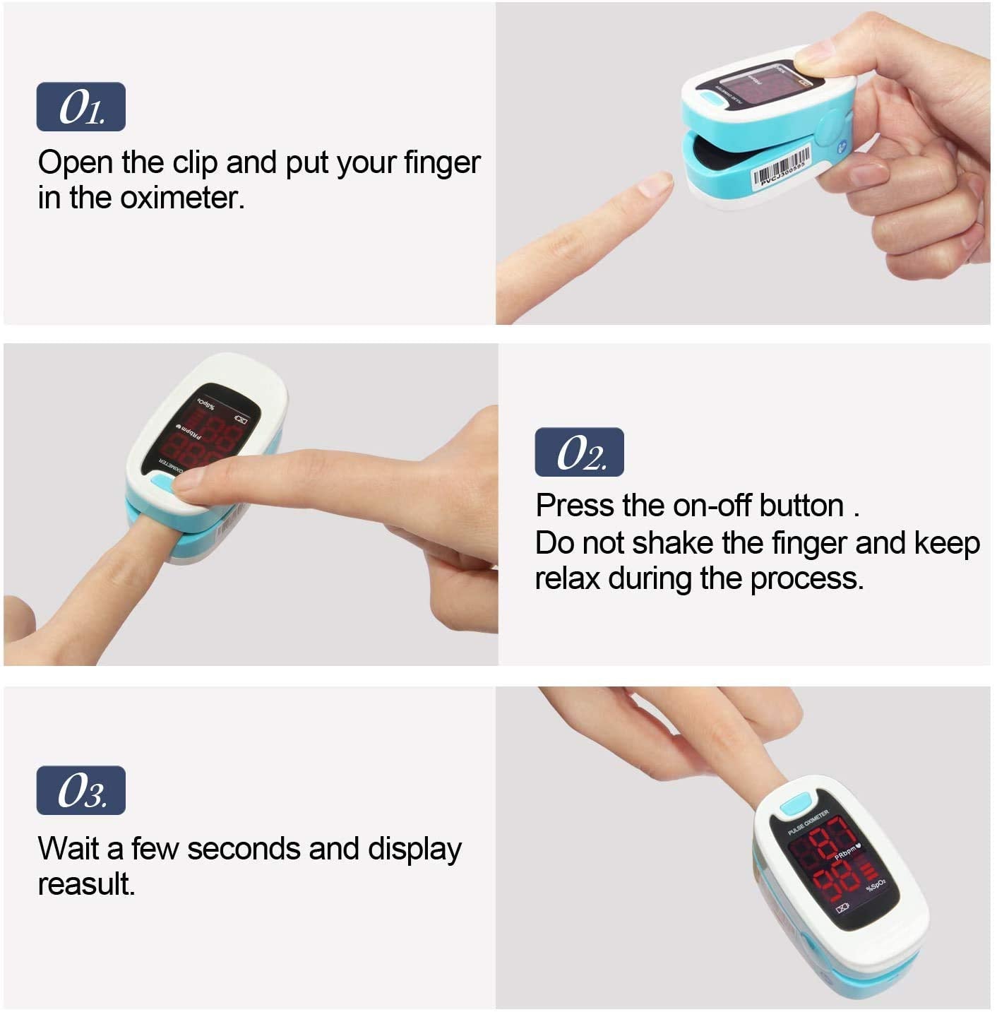 User manual included with oximeter