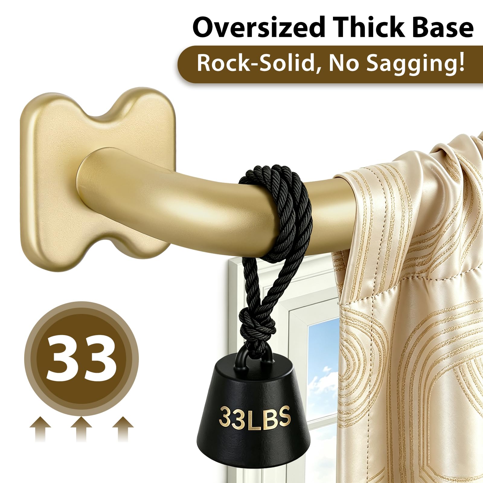 USFOOK 32-58 inch gold curtain rod