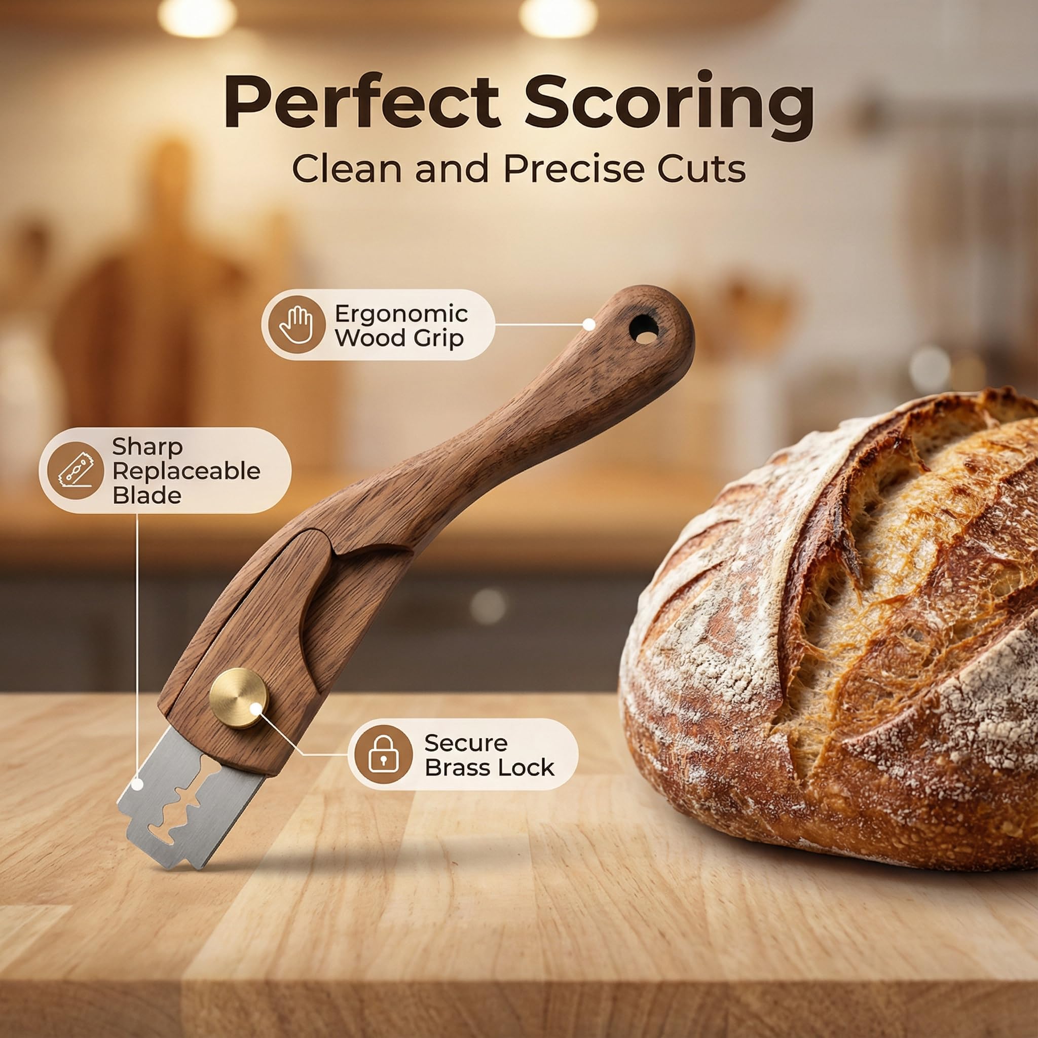 Uswin bread scoring tool with 5 blades and case