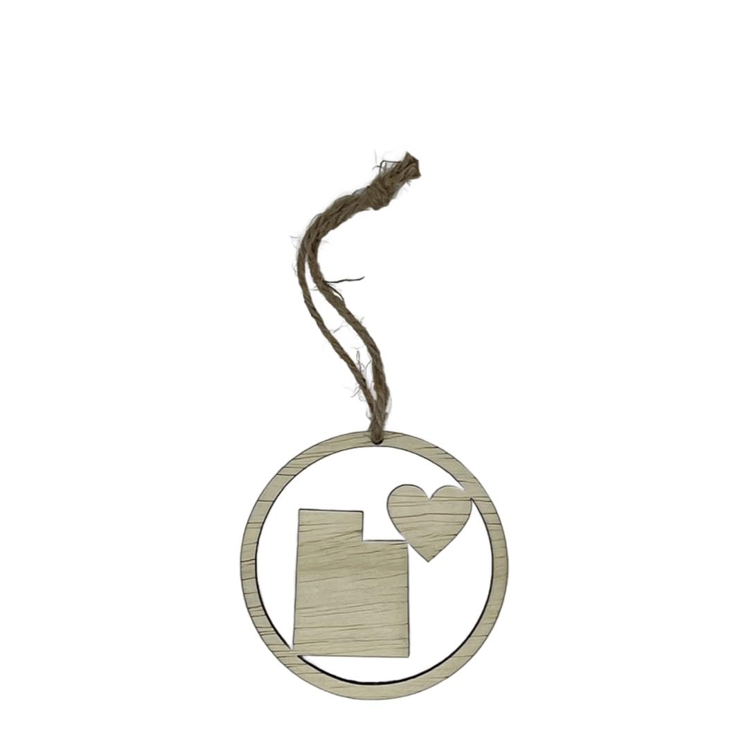 Utah Ornament Utah Love wood ornament natural color