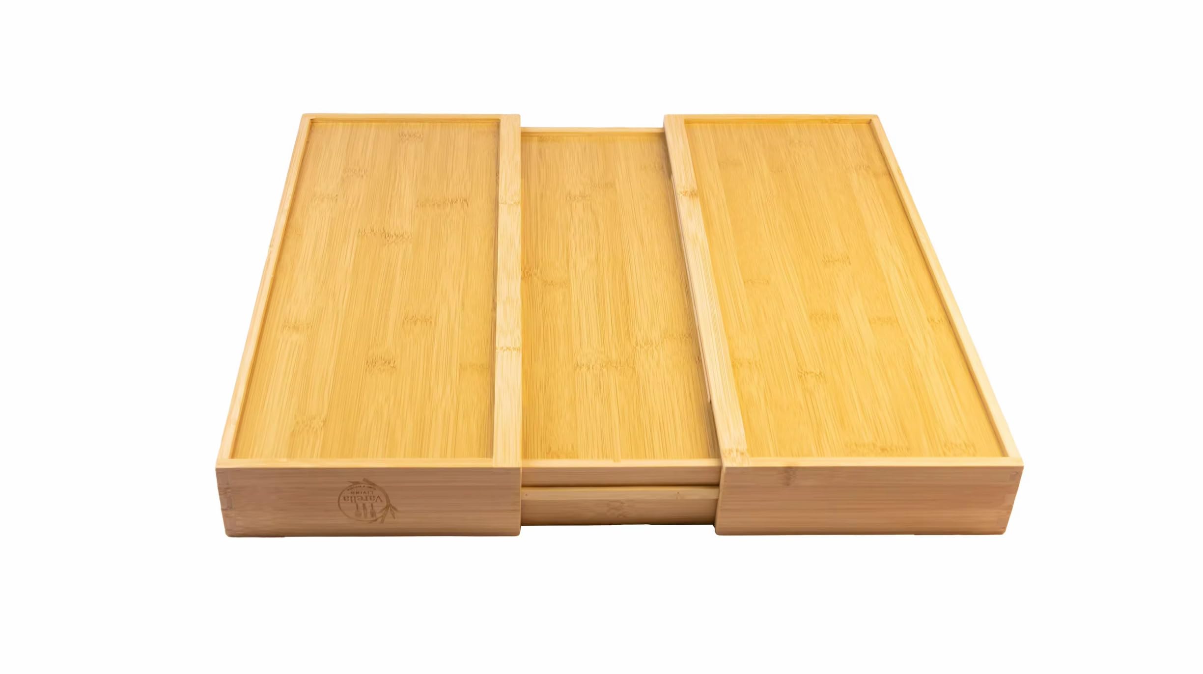 Eco friendly bamboo organizer for kitchen drawers