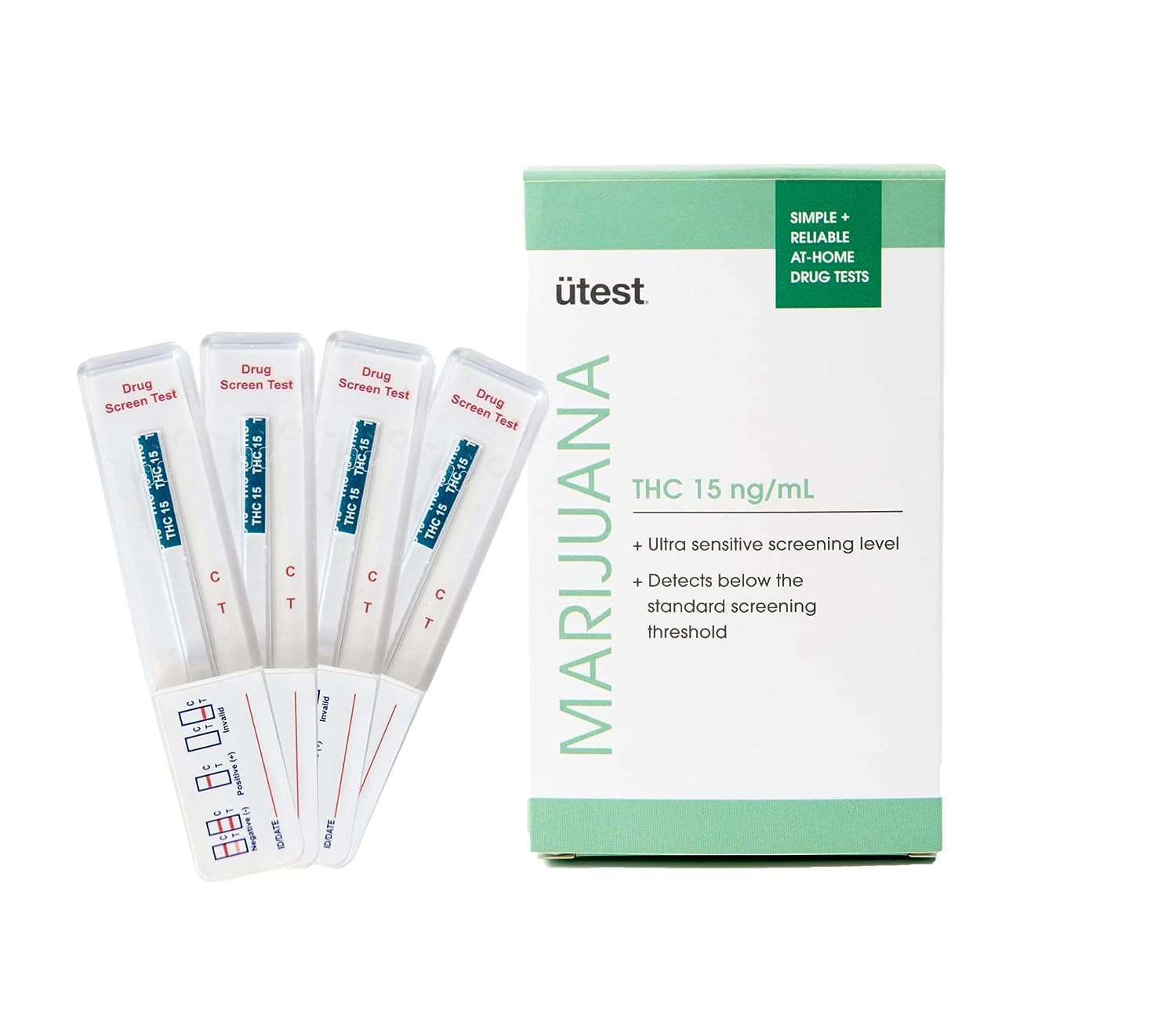 utest thc 15ngml 4pack drug testing strips box