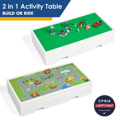 Three detachable cubes storage bins for bricks on UTEX table
