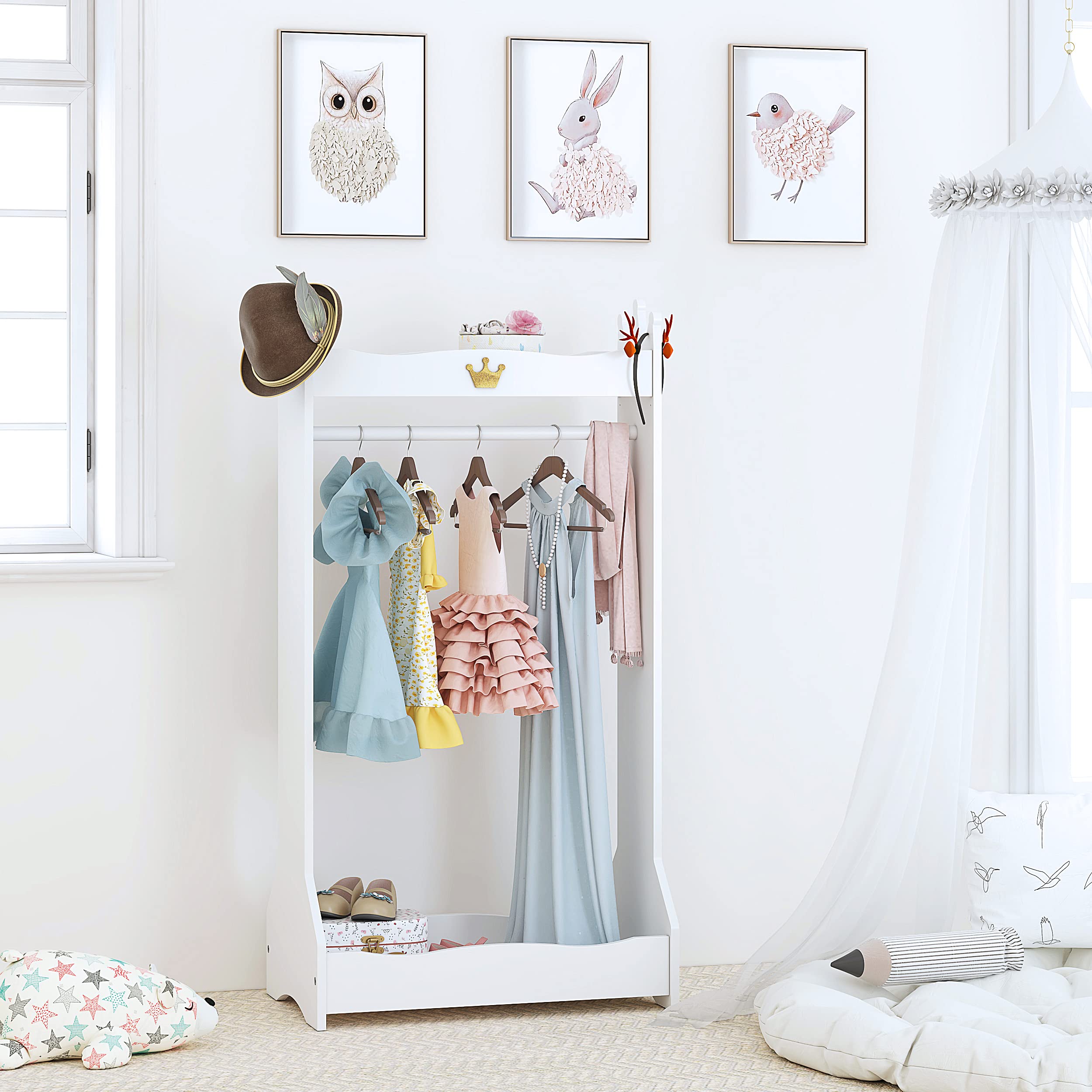 UTEX kids dress up storage armoire open hanging rack