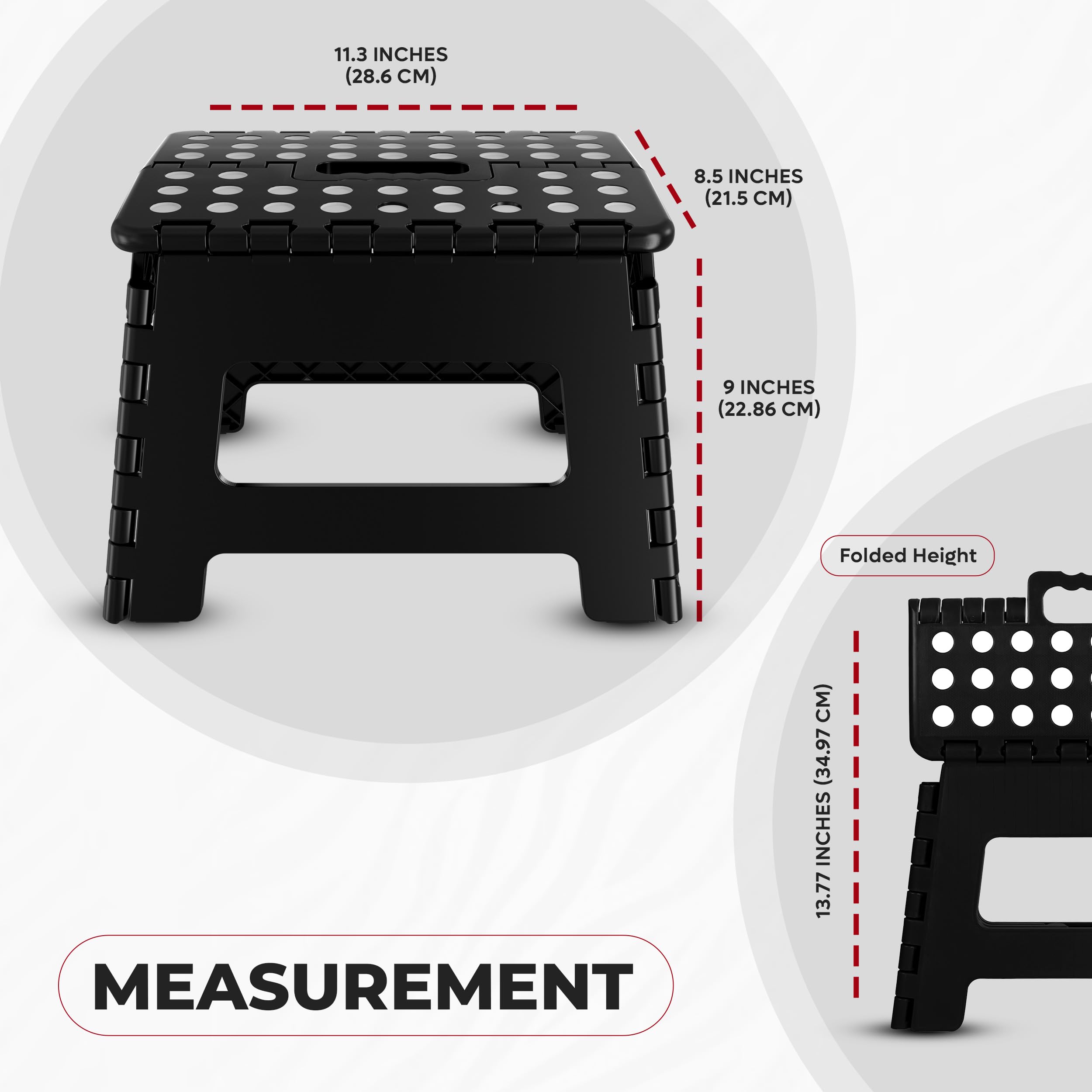Compact foldable step stool 11.3 x 8.5 x 9 inches