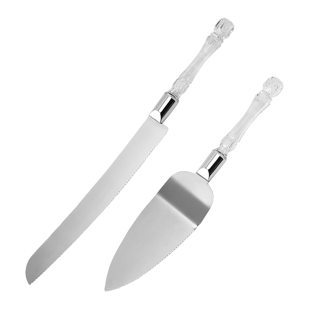UUYYEO two piece stainless steel cake cutter set knife and server
