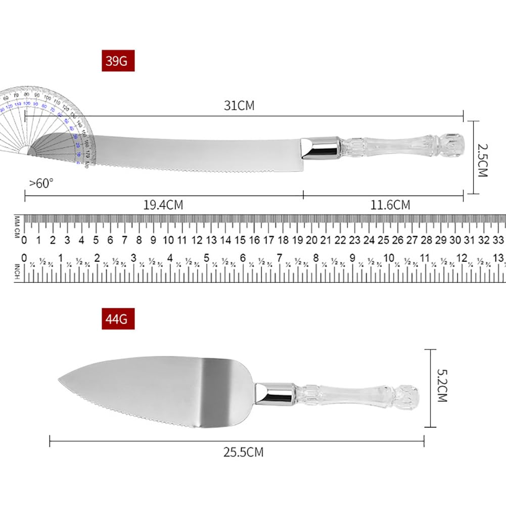 Cake knife with faux crystal handle from UUYYEO cake cutter set