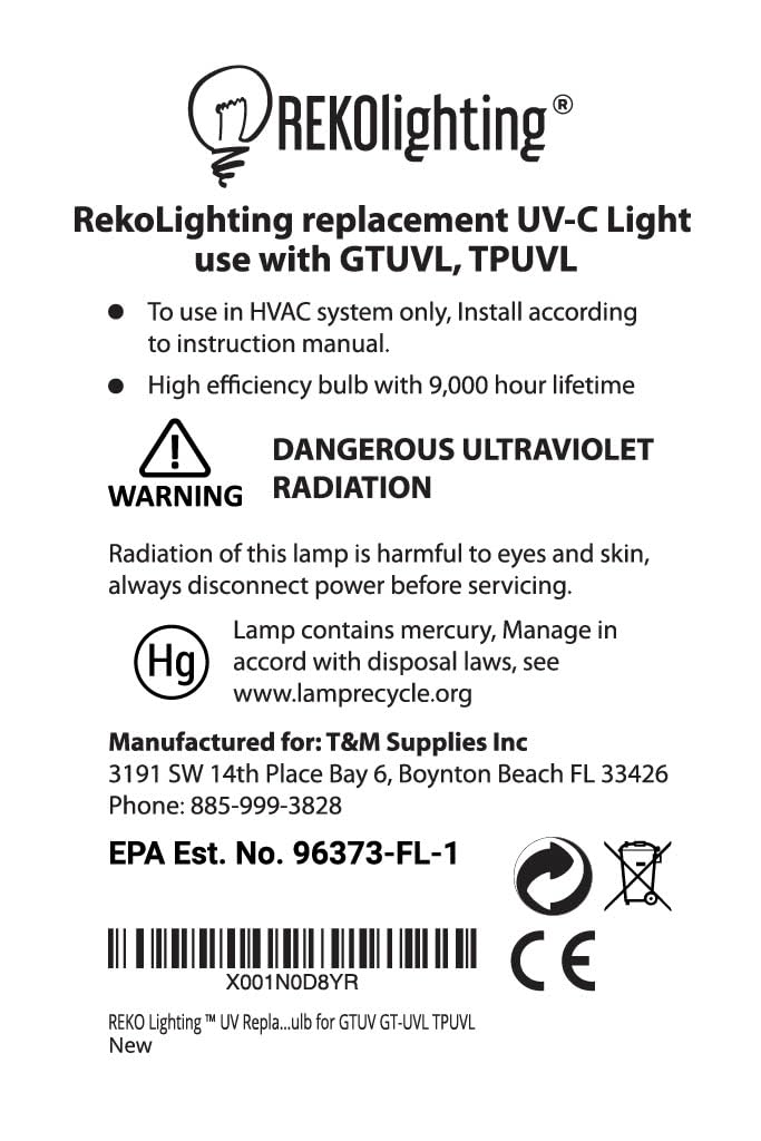 17W germicidal UV-C bulb for GemTech Trade Pro REKO Lighting