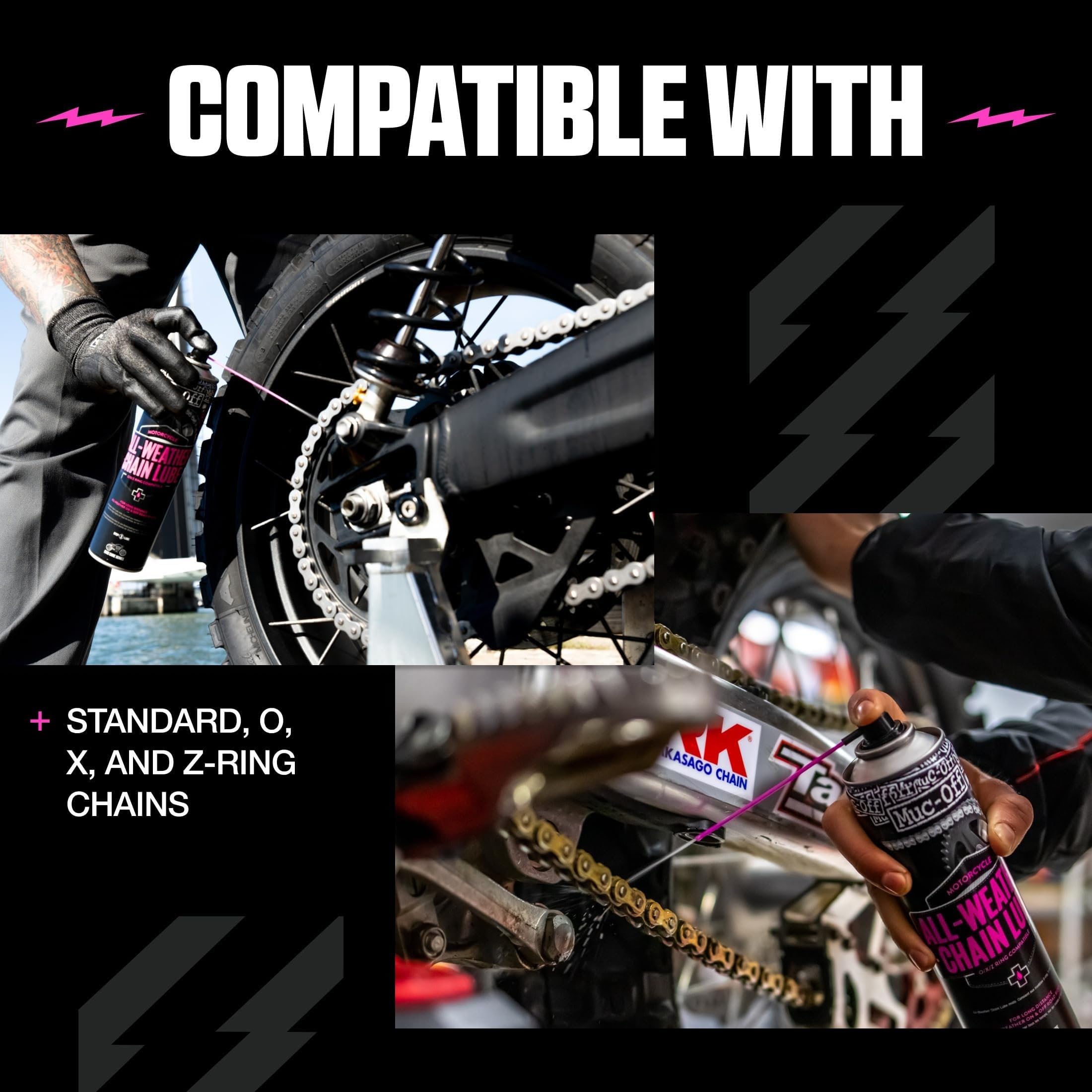 All-Weather motorcycle chain lube bottle side view