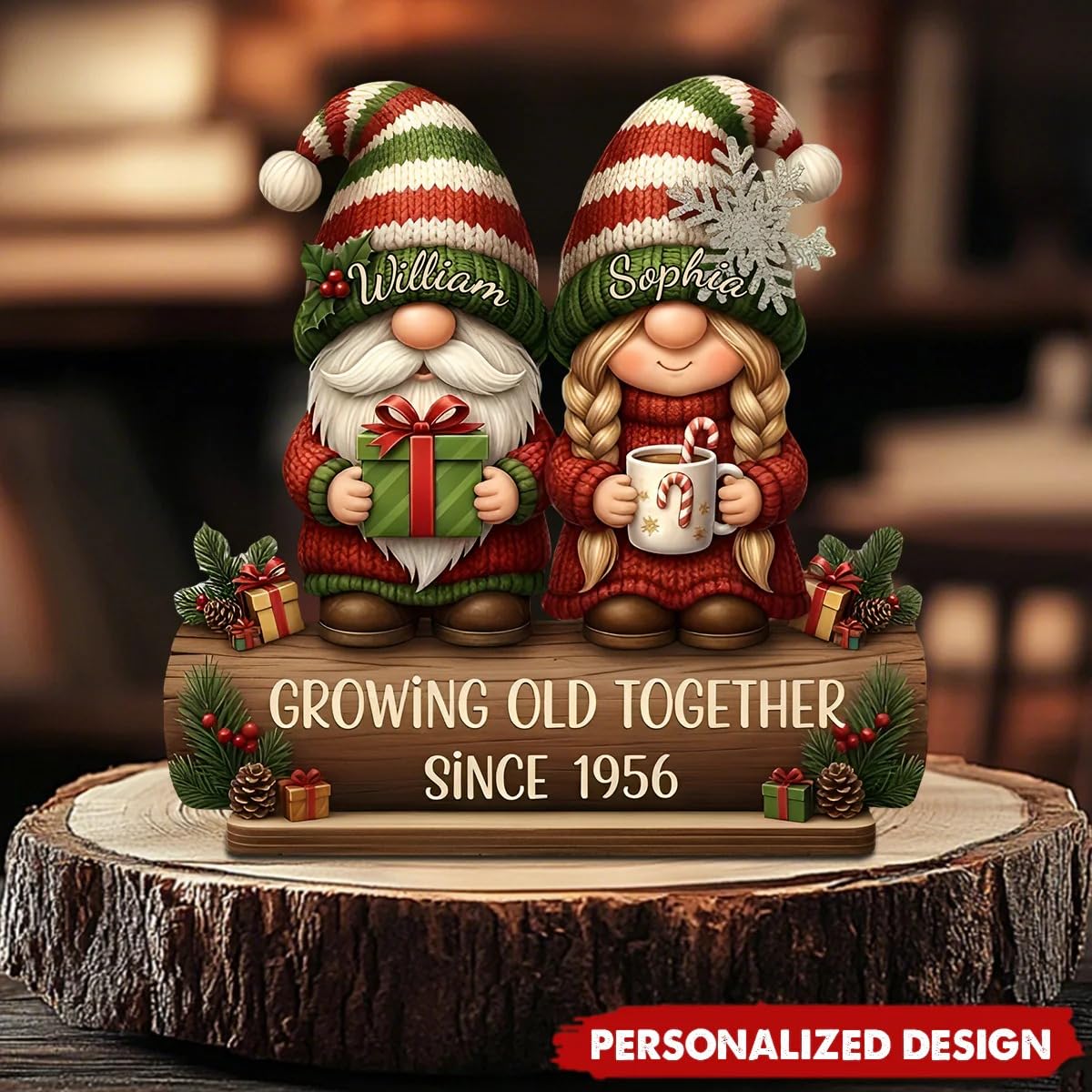 Gnome couple christmas decor gift plaque