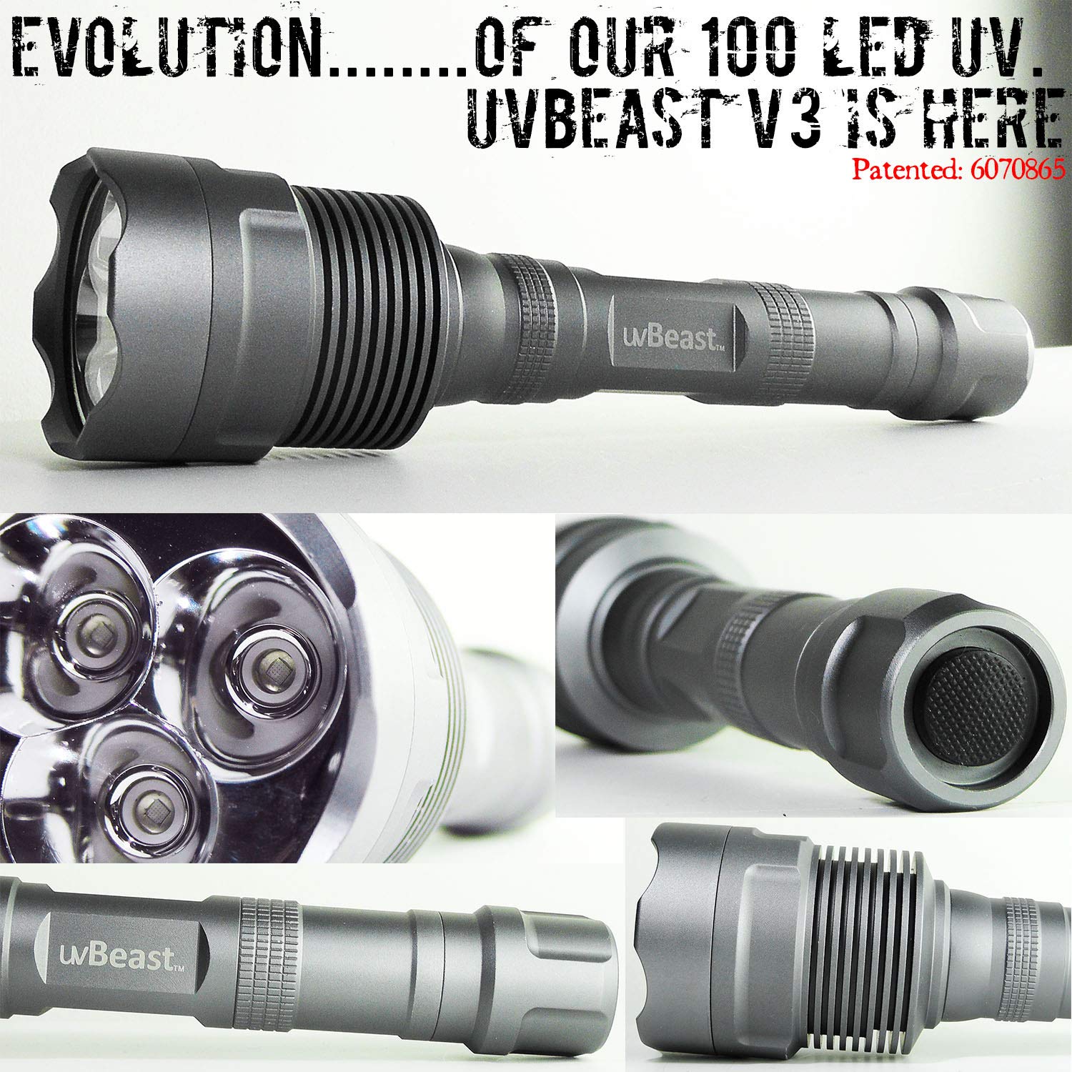 uvBeast V3 385-395nm UV flashlight side view