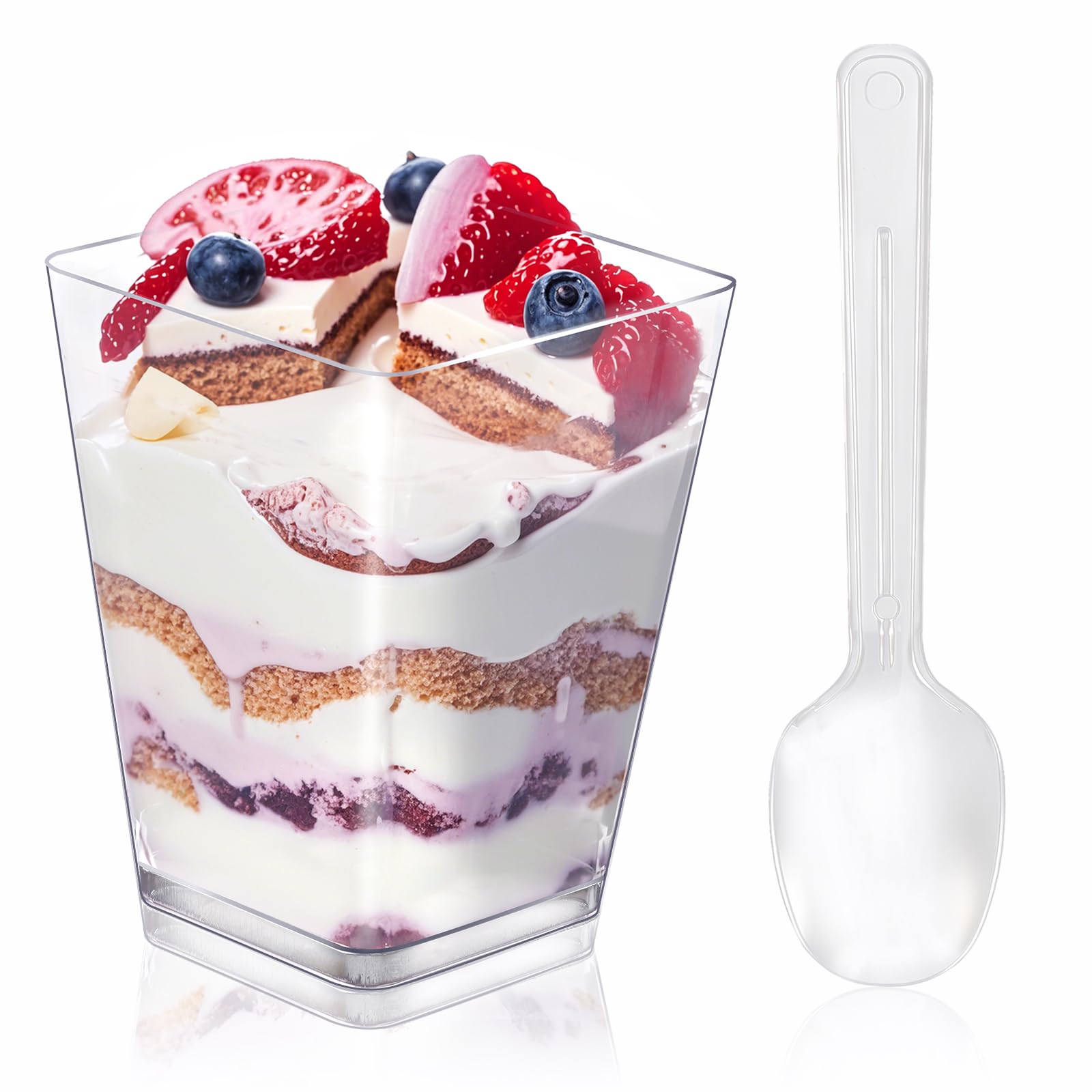 Uxaoxao 50 pack dessert cups with spoons set for 5oz servings