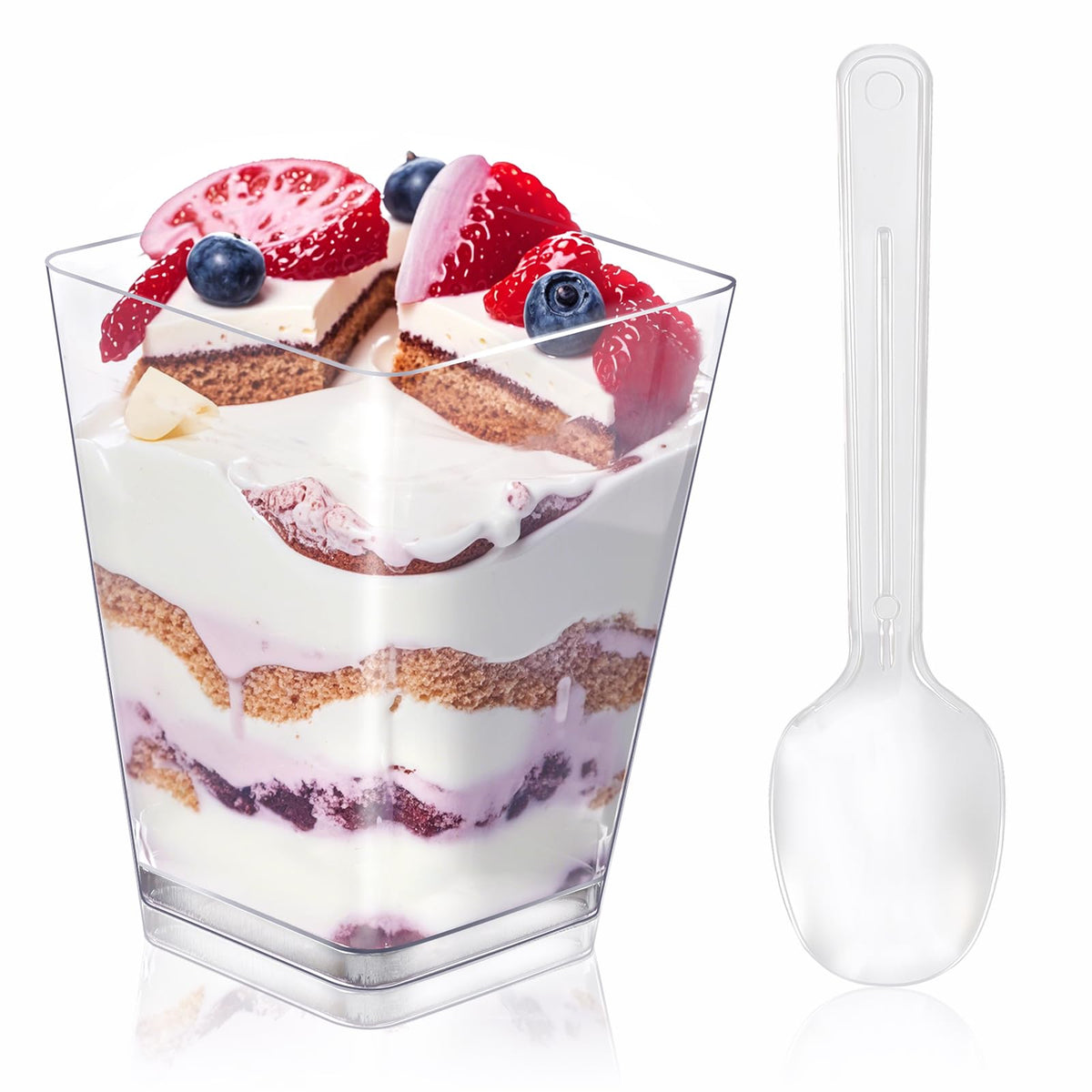 Uxaoxao 50 pack dessert cups with spoons set for 5oz servings