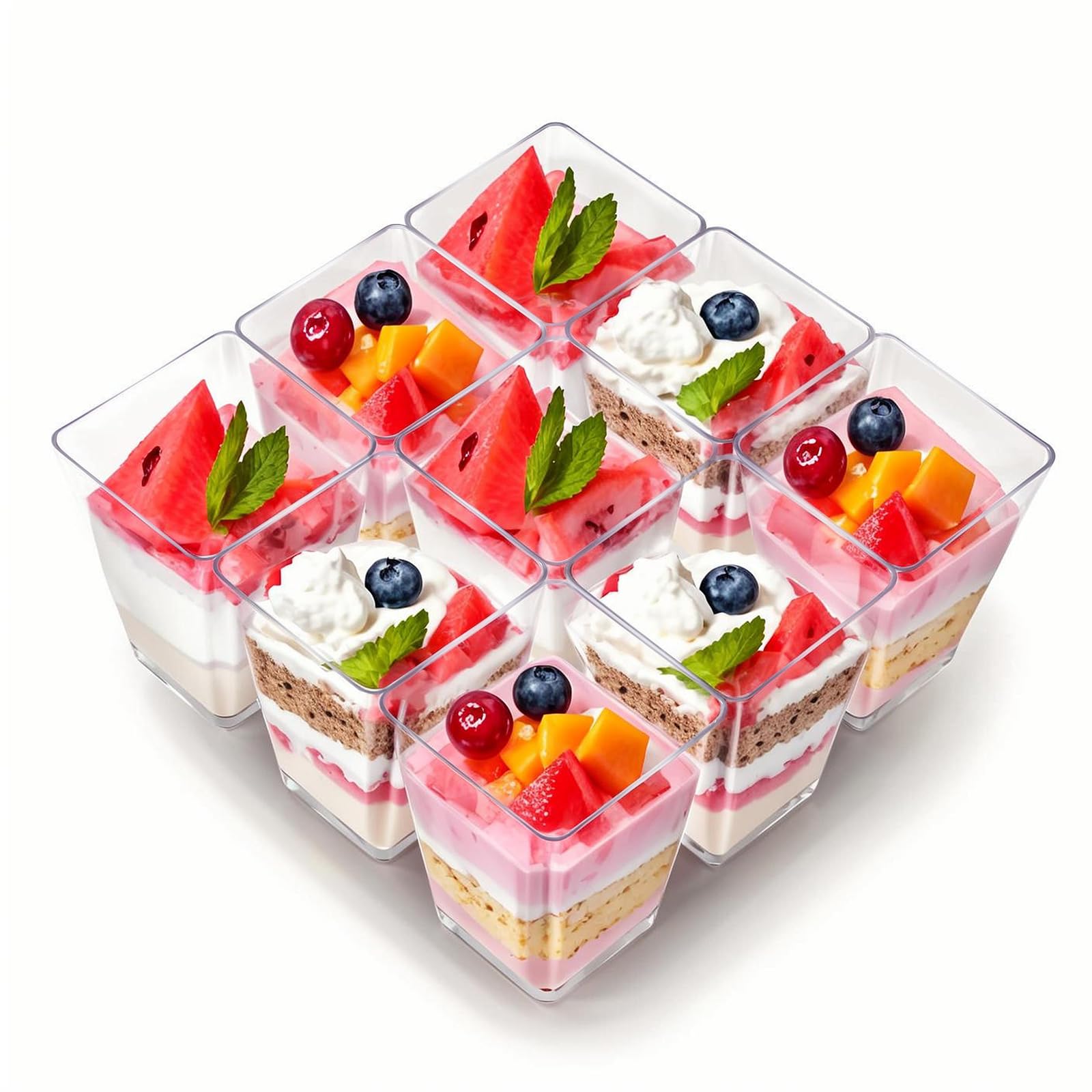 Mini square dessert cups for individual servings