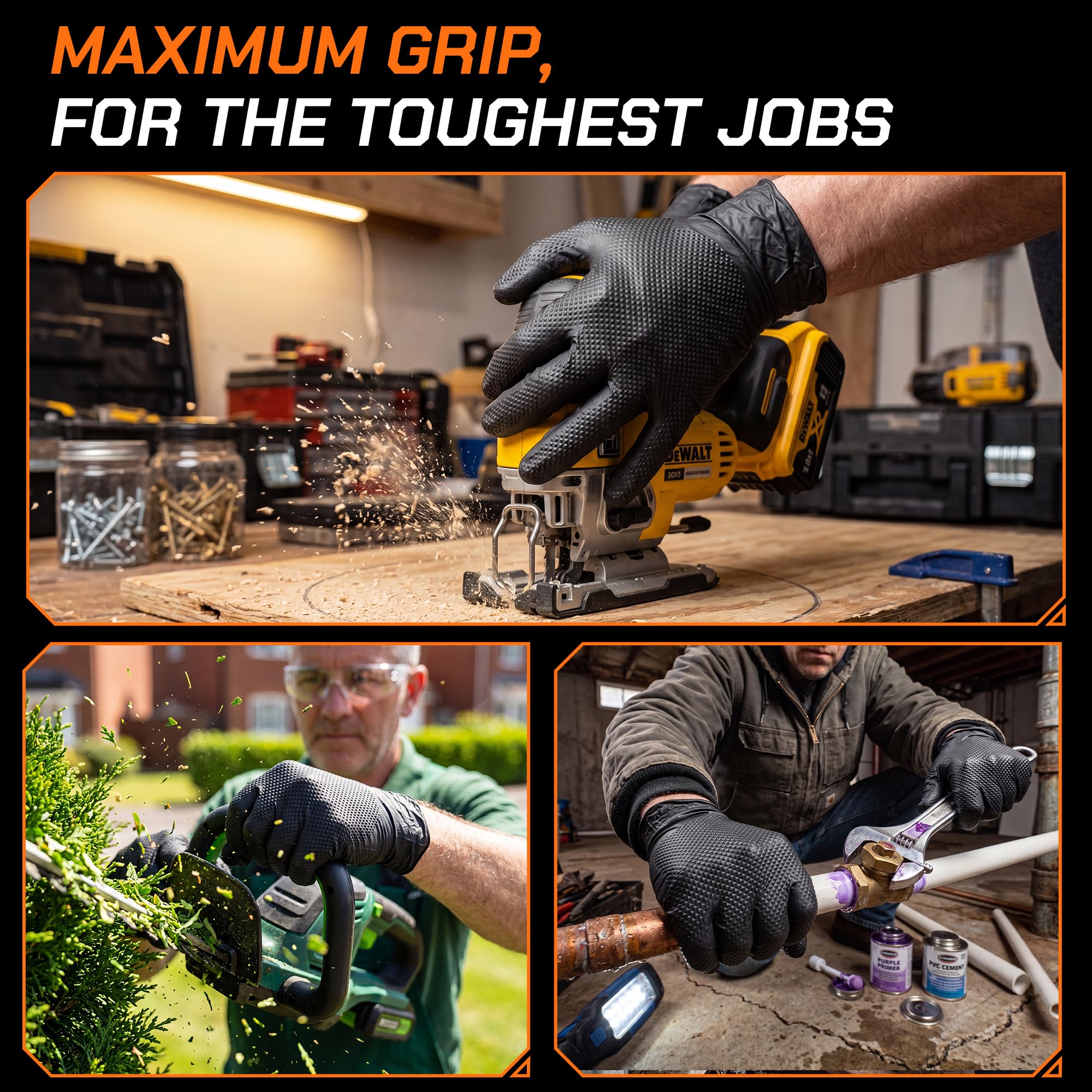 Nitrile gloves large size for contractors painters mechanics