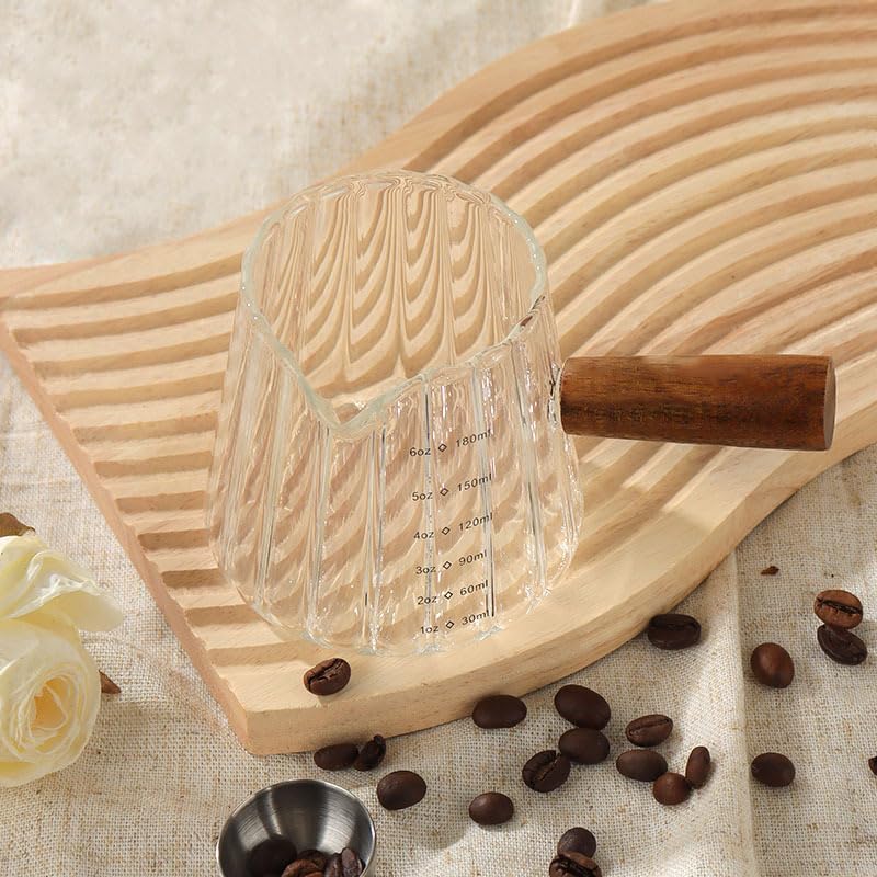 Versatile glass measuring cup for milk and whipped cream