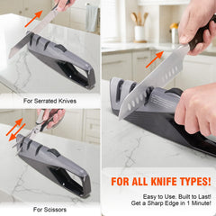 V-shaped slot designed for sharpening scissors