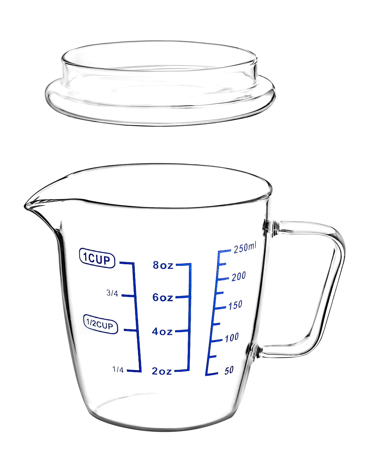 250 ml scale on glass measuring cup for accurate readings