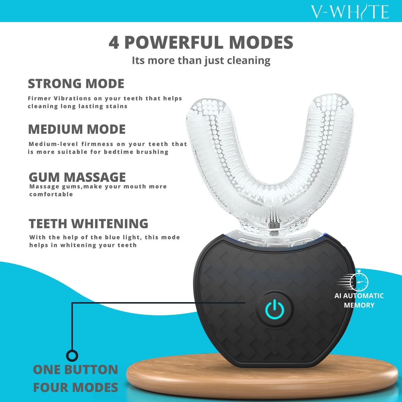 Silicone brush head included in V-WHITE toothbrush package