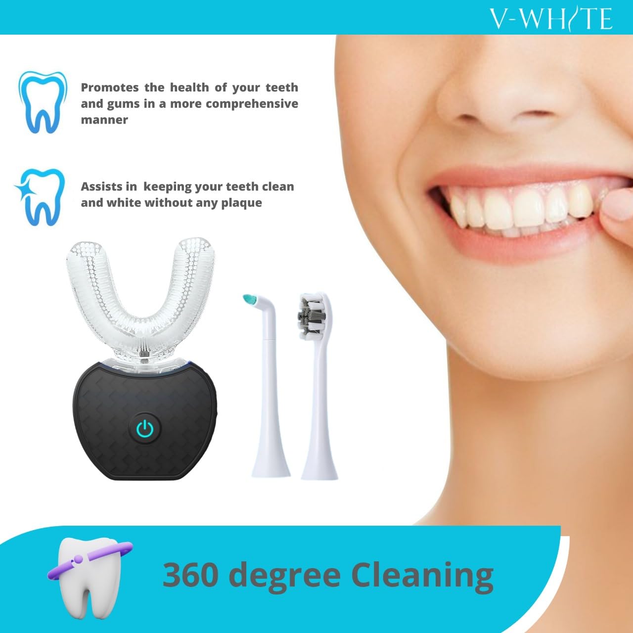Wireless charging dock for V-WHITE electric toothbrush