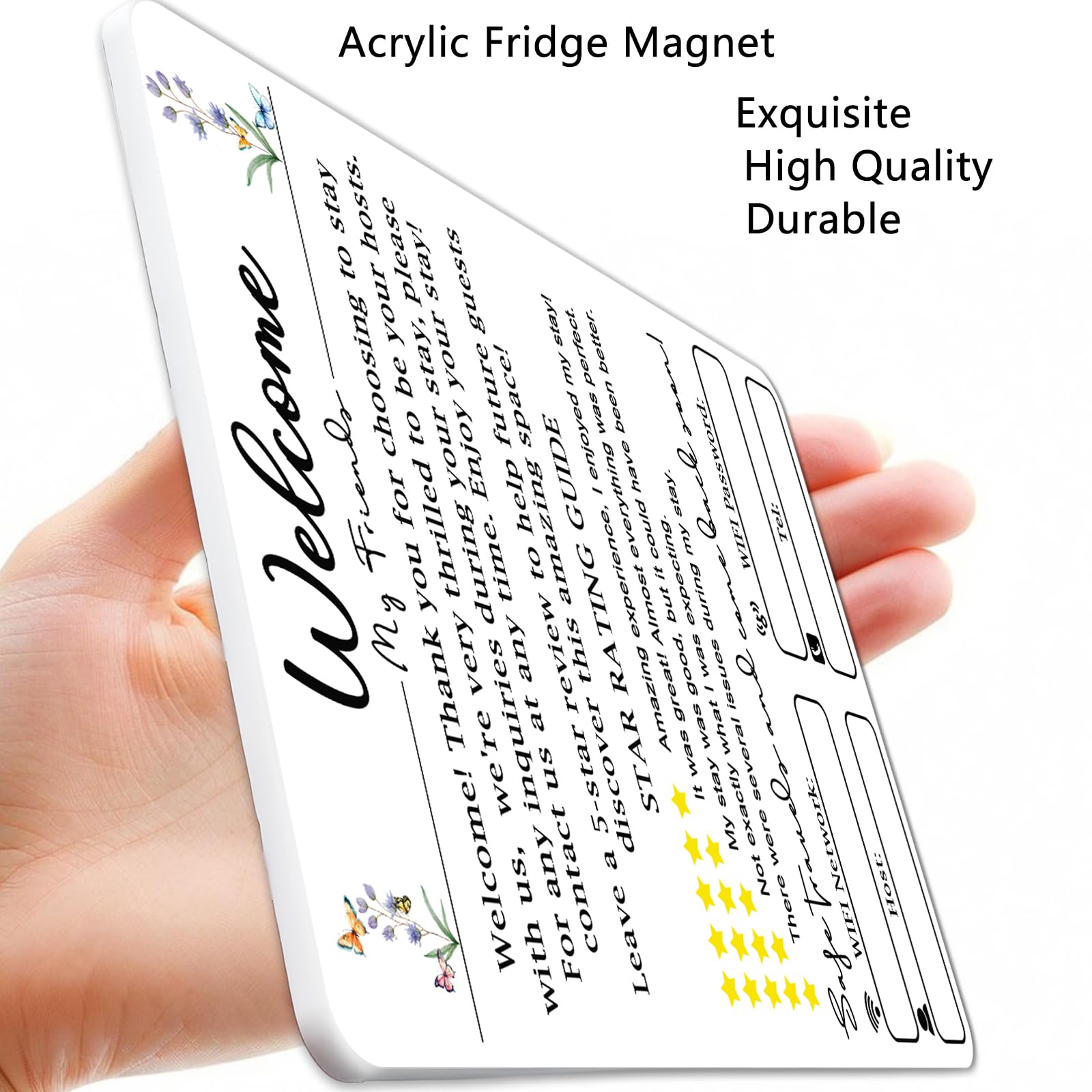Frosted finish sign with personalization fields for air bnb decor