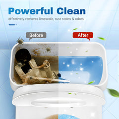 Toilet tank cleaner tablet being added to tank