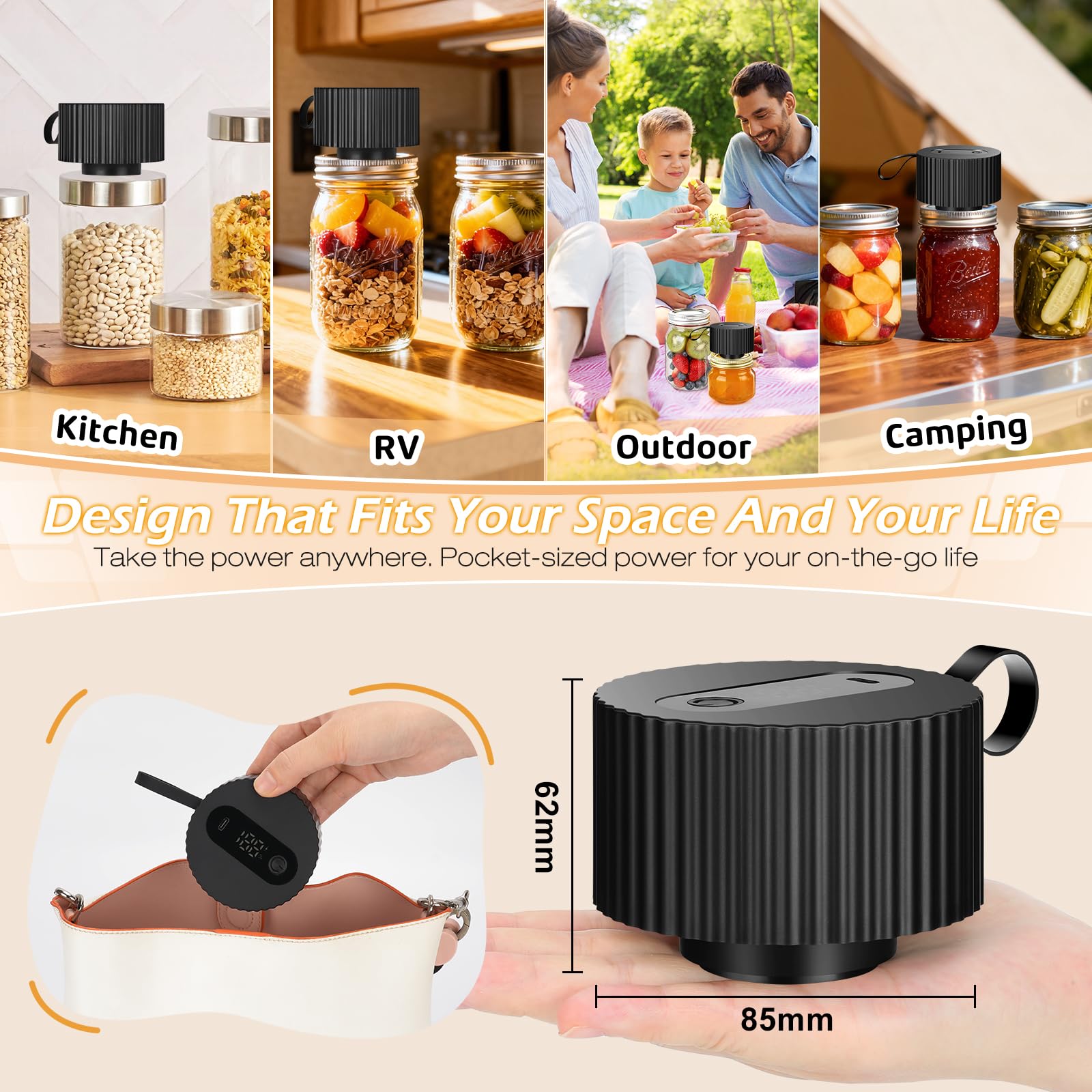 Compact sealer suitable for kitchen pantry and travel use