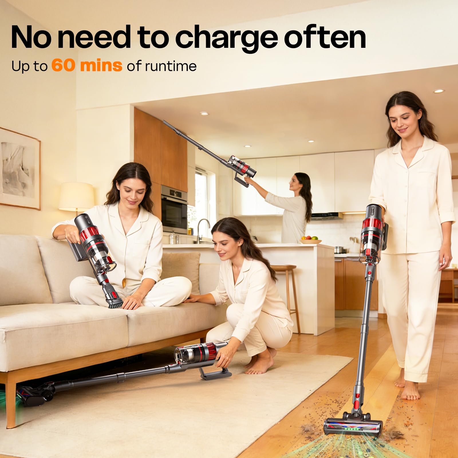 Up to 60 minutes runtime on a single charge
