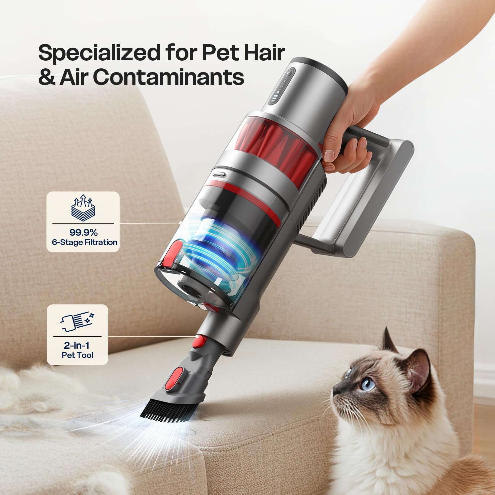 Self-standing cordless vacuum with wall dock